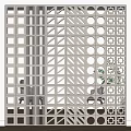 Modern Geometric Room Divider with Square and Circle Cutouts for Interior Space Separation