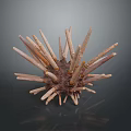 Earthy Toned Sea Urchin Inspired Sculpture With Spiked Protrusions And Detailed Carving