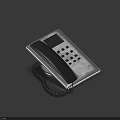 Modern Landline Phone With Silver Panel Black Handset And Coiled Cord Keypad Design