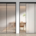 Textured glass sliding door 3d model