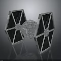 Block Built Space Starfighter Model With Silver Spherical Core And Black Triangular Panels