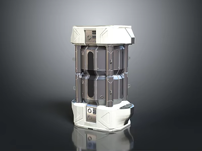 Futuristic Sci-Fi Device Structure With White Gray Metallic Panels And Layered Design 3d model