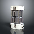 Futuristic Sci-Fi Device Structure With White Gray Metallic Panels And Layered Design 3d model