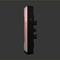 Red Rear Light With Triangle Design Reflective Surface And White Sections On Black Background