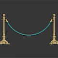 Architectural Golden Pillars With Spherical Top Decorations Green Rope Connecting And Decorative Bases