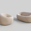 Beige Fabric Sofa Set With Rounded Design For Modern Minimalist Living Room
