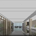 Spacious Modern Hotel Lobby Interior With Marble Flooring Green Plants And Reception Desk