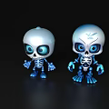 Game And Movie Skeleton Characters With Blue Bones Large Eyes Standing Pose Shiny Cartoonish Design 3d model