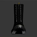 Black combat boots high top lace up with thick sole round toe and yellow stitching