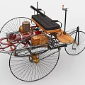 Vintage Car with Wooden Body Large Spoked Wheels and Black Leather Seat
