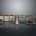 Modern 3D Architectural Modules With Circular Openings Green Lights And Platform Steps