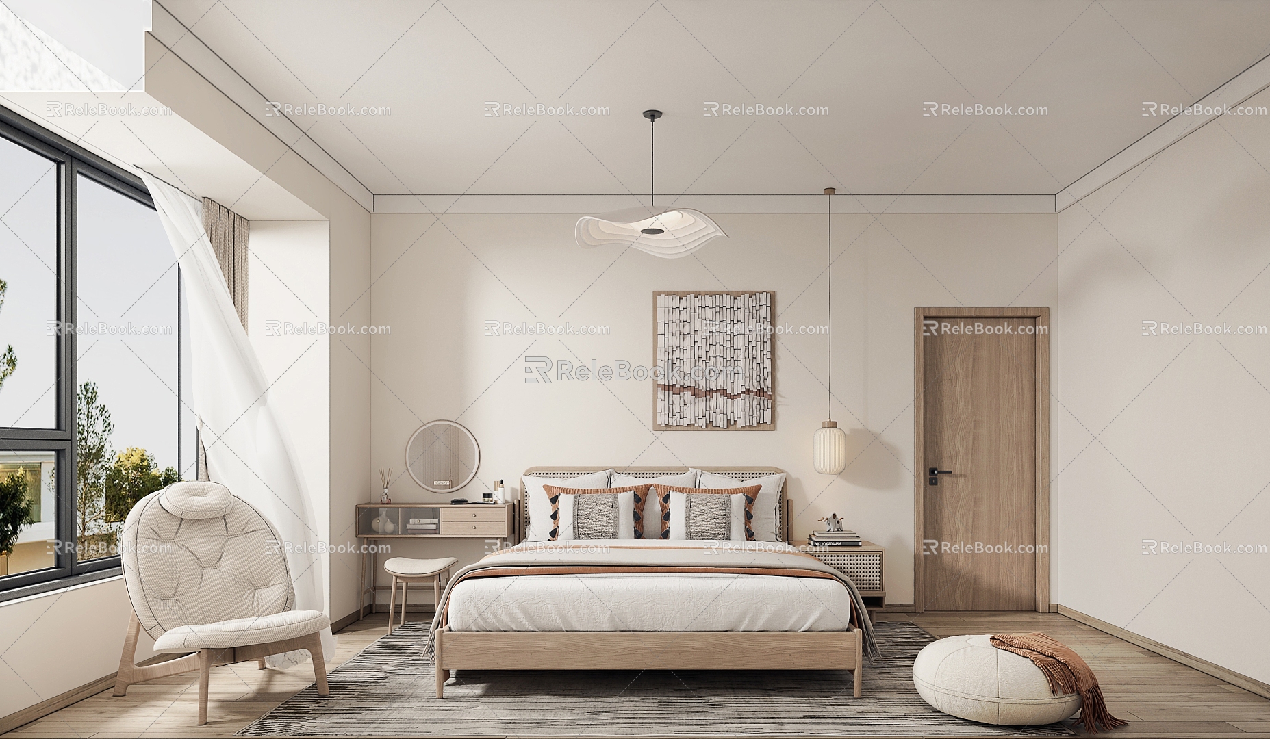 Nordic Bedroom Room 3d model