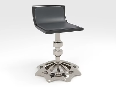 Modern Black Bar Stool With Adjustable Height And Silver Metal Petal Shaped Base 3d model