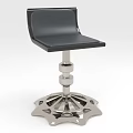 Modern Black Bar Stool With Adjustable Height And Silver Metal Petal Shaped Base