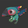 Cute 3D Cartoon Bird Character With Blue Body Big Eyes And Colorful Feathers