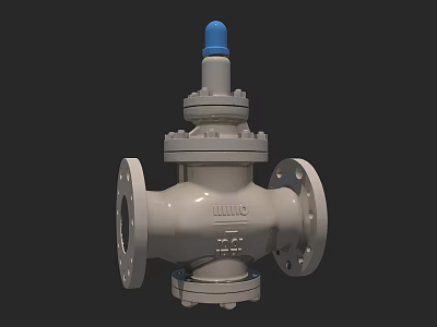 Sturdy Industrial Valve With Blue Top Gray Body And Flange Connections By LINUO 3d model