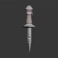 Dagger With Pink White Handle Red Stripe Decorative White Top And Silver Metal Blade