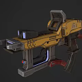 Futuristic Yellow ISL Rifle With Mechanical Design Red Gray Components 3d model