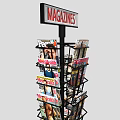 Rotating Multi Tiered Magazine Display Rack with Assorted Magazines for Retail Store 3d model