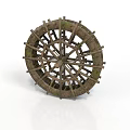 Antique Wooden Waterwheel With Moss Covered Spokes And Rustic Design Elements