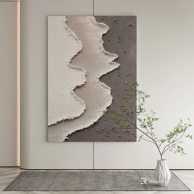 Abstract Textured Wall Art In Neutral Tones For Modern Interior 3d model