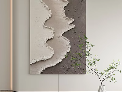 Abstract Textured Wall Art In Neutral Tones For Modern Interior 3d model