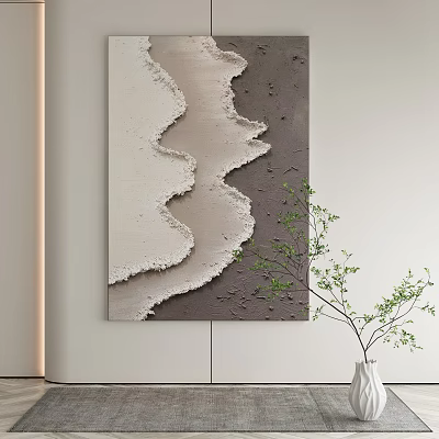 Abstract Textured Wall Art In Neutral Tones For Modern Interior 3d model