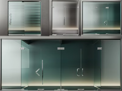 Modern Glass Display Cabinets With Metal Frames And Transparent Doors 3d model