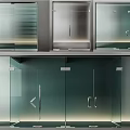 Modern Glass Display Cabinets With Metal Frames And Transparent Doors