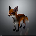 Cartoon Style Red And White Fox Character With Large Ears 3d model
