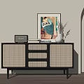 Nordic Sideboard Rattan Sideboard 3d model