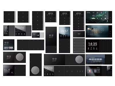 Modern Sleek Black Switch Panels With Digital Time Displays And Smart Control Features 3d model