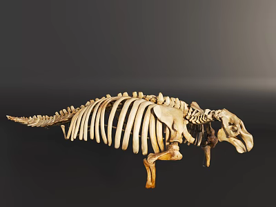 Full Animal Skeleton Display With Backbone Structure Rib Cage And Tail Bones 3d model