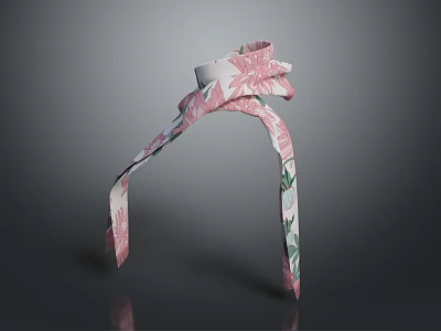 Pink And White Headband With Green Leaf Pattern And Bow Design For Daily Use 3d model