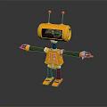 Yellow Robot Character With Red Antennas Black Arms And Colorful Buttons