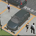 Citroen Car Parked In Marked Parking Space With People Walking Nearby