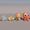 Cute Colorful Aquatic Animal Toys Including Fish Octopus Jellyfish And Lobster
