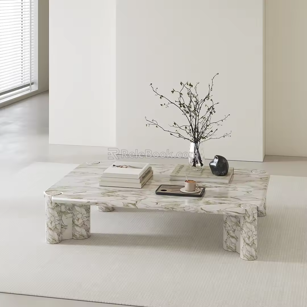 Middle ancient style stone coffee table 3d model