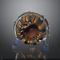 Industrial Electric Motor Stator With Copper Coils Metal Frame And Blue Base