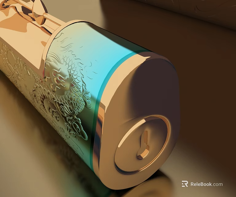 Elegant Golden Swing Door Handle With Carved Patterns Blue Gradient And Metallic Finish 3d model 