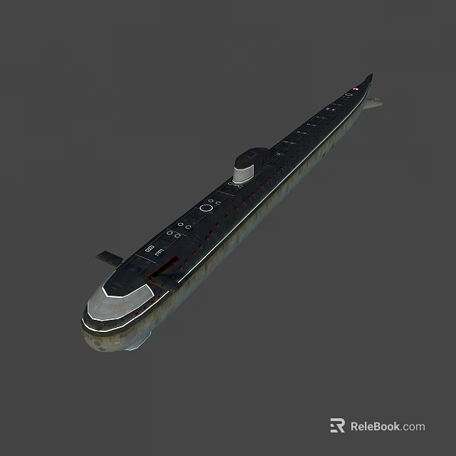 Modern Military Submarine With Sleek Hull Design And Conning Tower 3d model 