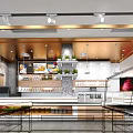 Modern Dessert Shop Interior With Counter Display Shelves Green Plants And Warm Lighting