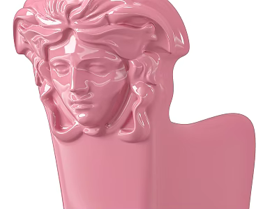 Pink Classical Head Sculpture Carving with Intricate Curly Hair and Smooth Surface 3d model