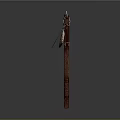 Handcrafted Axe Weapon With Metal Blade Leather Wrapped Handle And Decorative Patterns