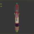 Futuristic Sci Fi Weapon With Blue Glowing Elements And Silver Black Copper Design