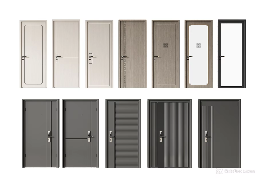 Modern Hinged Doors With Various Styles And Different Color Options For Home Interior 3d model