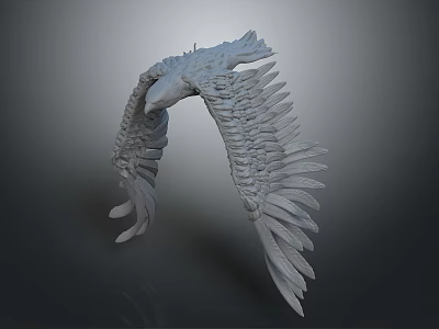 Eagle 3D Model Sculpture With Spread Wings Detailed Feathers Realistic Flying Pose 3d model