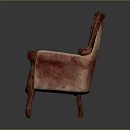 Classic Red Velvet Single Sofa With Button Tufted Design And Wooden Legs