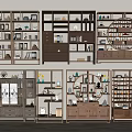 Traditional Chinese Display Shelves with Various Designs Open Compartments Circular Patterns and Decorative Antiques