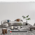 Modern sofa coffee table combination 3d model